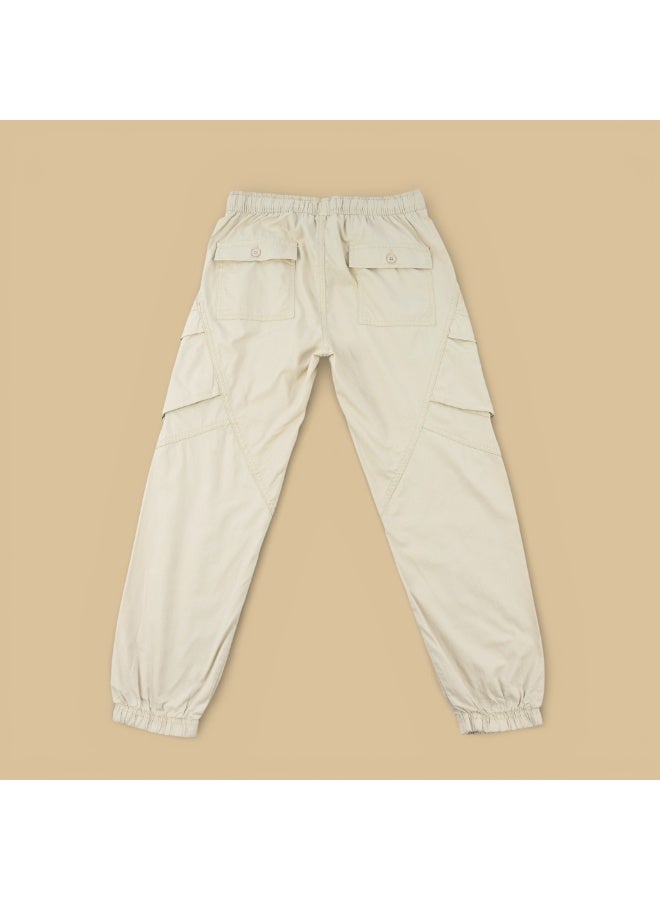 MARWAN Boys Canvas Cargo Jogger Pants with Elastic Waist and Drawstring - Image 2